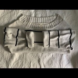 White and Navy blue striped Sweater